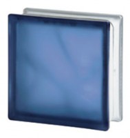 1919  8 WM Homokfújt kék üvegtégla, anyagában színezett, hullámos 19x19x8 cm