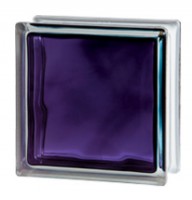 1919  8 W Brilly violet (sötét lila) anyagában színezett, átlátszó, hullámos üvegtégla 19x19x8 cm