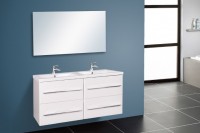 Wellis Nina 120 cm komplett fürdőszobabútor, 4 fiókkal, dupla öntött márvány mosdóval + tü