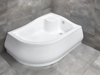 Radaway Korfu E 100x80 cm íves, aszimmetrikus, akril zuhanytálca előlappal, lábbal + ajándék szifonn
