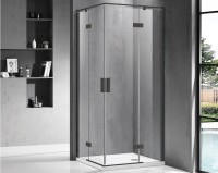 Wellis Murano Black 90x90 cm szögletes zuhanykabin 2 nyílóajtóval, fekete kerettel, átlátszó üveggel