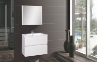 Wellis Elois White 60 cm komplett fürdőszobabútor 2 fiókkal, öntött márvány mosdóval + tükörrel, fén