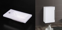 Wellis Almeria 40 nyílóajtós kézmosó szekrény, öntöttmárvány mosdóval, fényes fehér sz