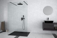 Besco Aveo Due Black Walk in zuhanyfal fekete profillal, 130x195 cm