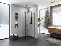Roltechnik New Trendy Superia Black 90x90 cm szögletes zuhanykabin egyszárnyú ajtóval oldalfallal