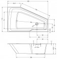 Riho Rethnik Space 180x110 aszimmetrikus jobbos vagy balos akril kád, minimál design túlfolyóval