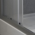 Radaway Projecta 80x80 cm íves, tolóajtós zuhanykabin, Fabric üveggel, króm profillal