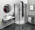 Sapho Zoom Line 90x90 cm íves zuhanykabin JOBBOS nyitással, átlátszó üveggel, matt fekete prof