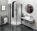 Sapho Zoom Line 90x90 cm íves zuhanykabin BALOS nyitással, átlátszó üveggel, matt fekete profi