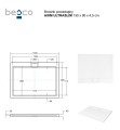 Besco Axim Ultraslim 90x130 cm szögletes akril zuhanytálca