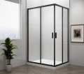 Sapho Polysan Easy Line Black 90x80 cm szögletes, aszimmetrikus zuhanykabin tolóajtókkal, fekete