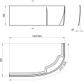 Ravak Rosa 95 aszimmetrikus akrilkád előlap 150 cm, jobbos vagy balos + Panelkit előlaphoz