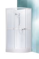 Sanipro Simple komplett, 90x90 cm íves zuhanykabin hátfallal, zuhanytálcával és zuhanyszettel e