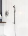 Ferro Quadro szögletes zuhanyszett, kézi zuhannyal, zuhanyrúddal, szappantartóval