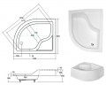 Besco Maxi aszimmetrikus, mély akril zuhanytálca ülőkével, íves120x90x24 cm