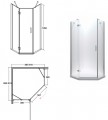 Besco Viva 90x90x195 cm ötszögletű zuhanykabin, nyíló ajtóval