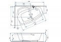 M-Acryl Claudia 170x115 cm aszimmetrikus akril kád+tartóláb szett