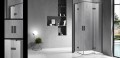 Wellis Murano szögletes zuhanykabin 2 nyíló ajtóval, fekete kerettel 90x90x195 cm