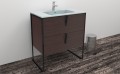 Wellis Azori 80 cm alsó fürdőszobabútor, öntött márvány mosdóval, sötét dió színben