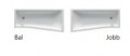 Ravak BeHappy II 150x75 cm aszimmetrikus akril kád, jobbos és balos kivitelben, fehér színben