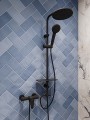 Ferro Rondo Lux Black zuhanyszett, eső funkcióval, csaptelep nélkül, fekete színben NP23-BL