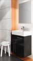Valore Tiny 45 fali komplett fürdőszobabútor, fényes fekete alsó szekrény mosdóval + tükör