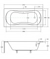 Besco Aria Plus 170x70 cm akril kád, kapaszkodókkal szerelve